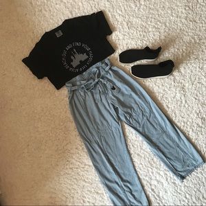 Junk Food Cropped Denim Mickey Mouse